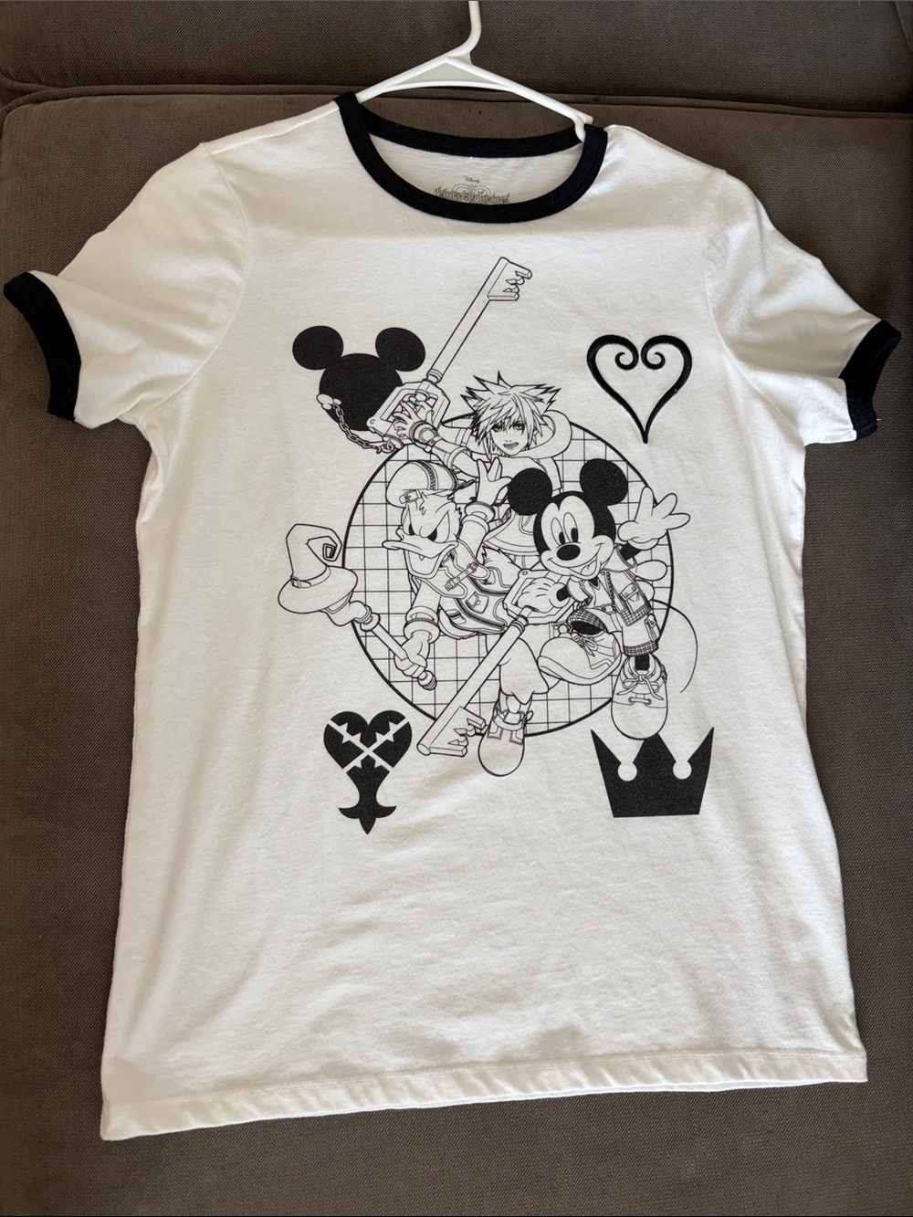Disney White Ringer Tee with Black Kingdom Hearts Graphic